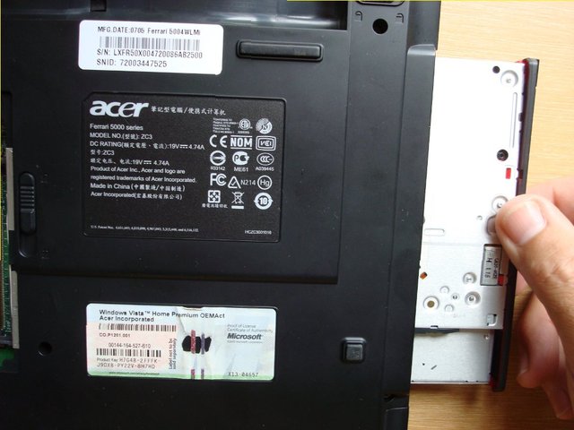 Detach the optical drive from the main unit