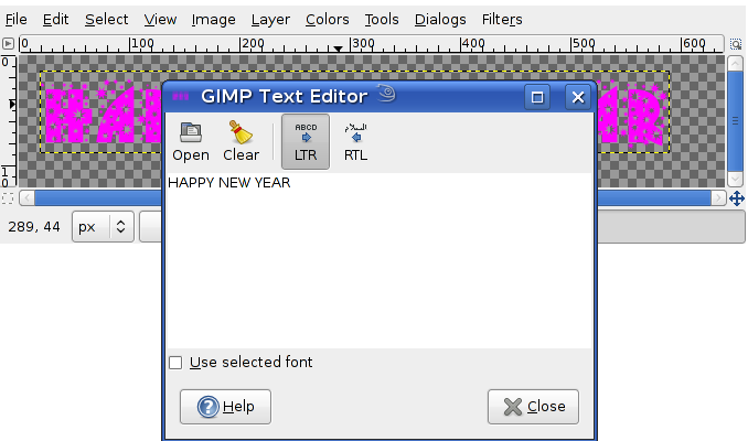 GIMP text