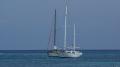 Ocean view from beach sailboat