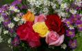 Large beautiful bouquet mixed color roses