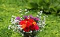 Large beautiful bouquet orange and red roses